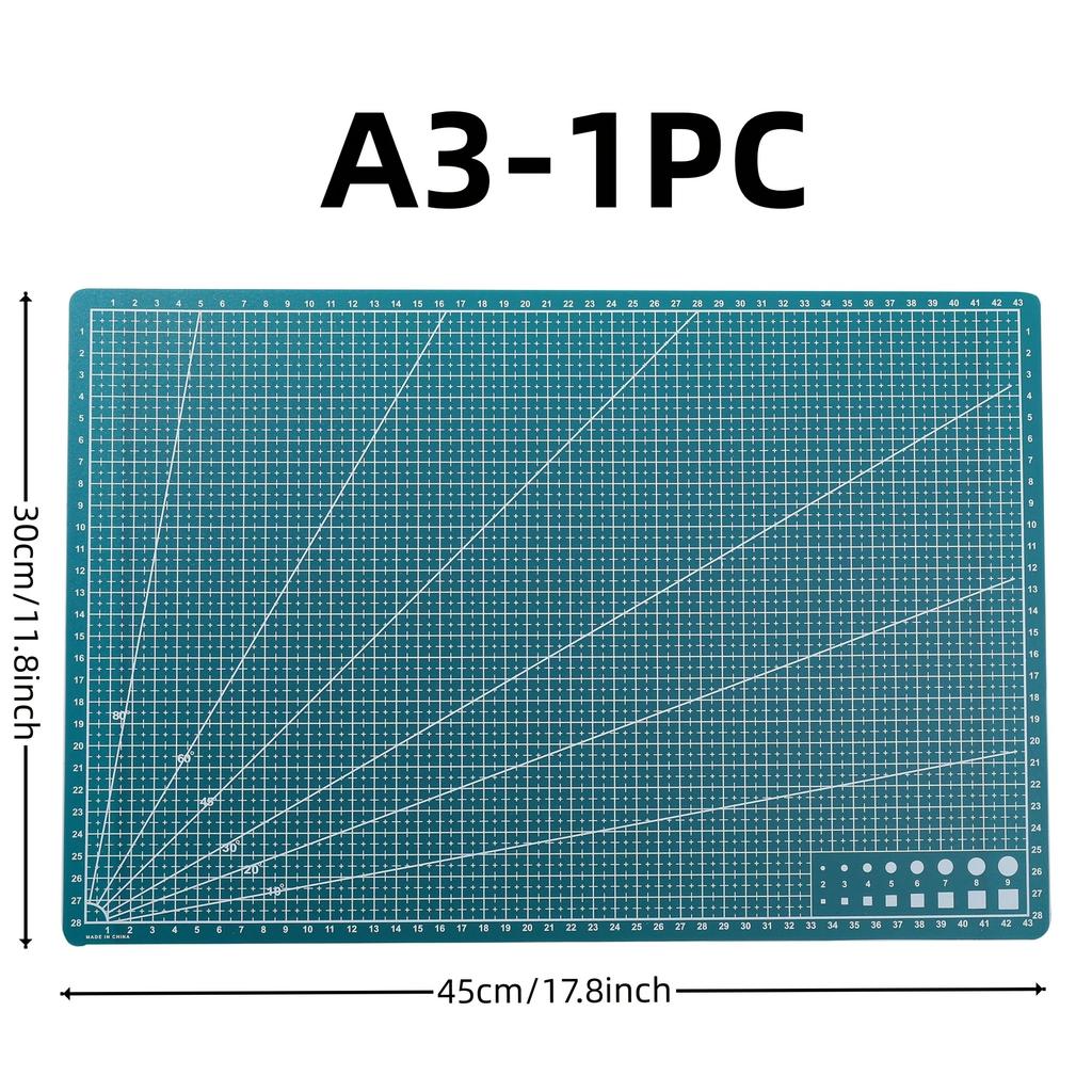 A3/A4 Size Green Multifunctional Self-Healing Cutting Mat, 0.9mm Thick, Non-Slip, Durable for DIY, Paper Cutting, Craft Projects & Carving