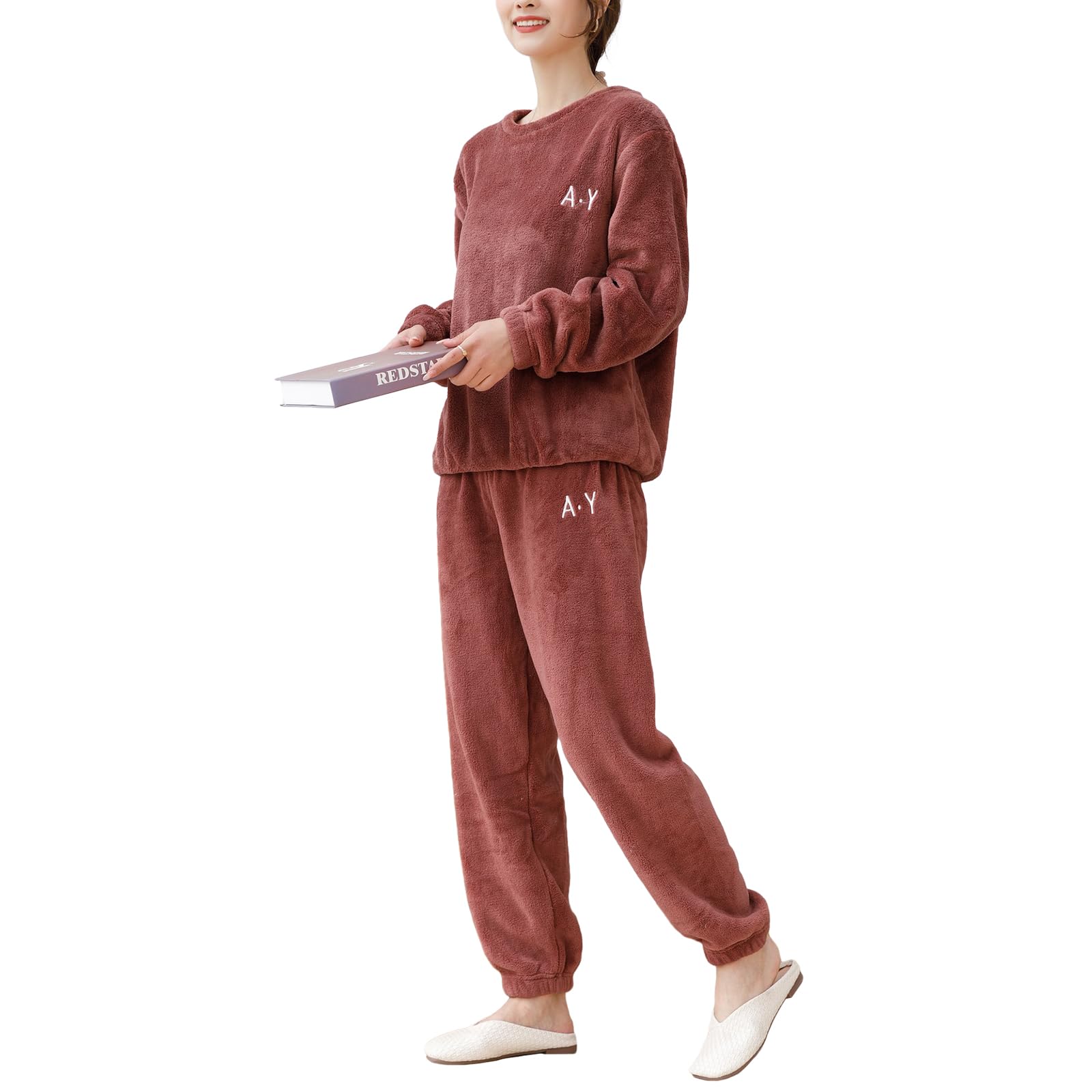 

Вышитый фланелевый лонгслив и низ EnagmourCheripo, удобный для холодной погоды, мягкий и теплый, доступен в пяти цветах для и весны