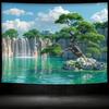 2D Zen Bonsai Baum auf Seeinsel Wandteppich Wasserfall Natur Kunst Wanddekoration Stoff für Zuhause & Schlafzimmer