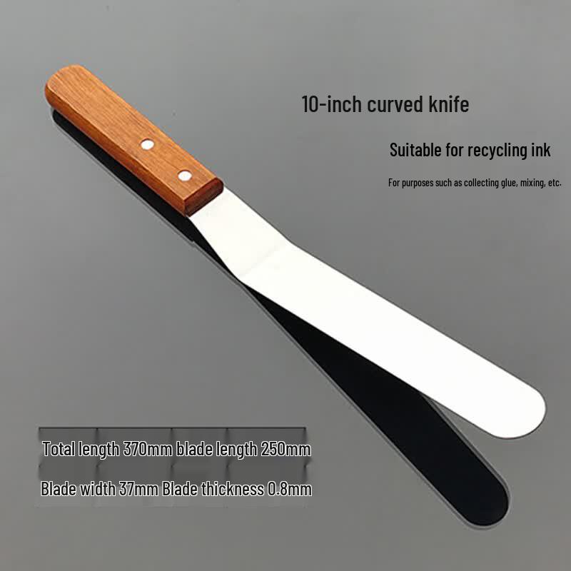 Handton 10-inch Stainless Steel Curved Mixing Spatula