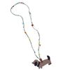 Stylish Long Rope Chain Necklace Featuring Cartoon Dachshund Charm and Multicolor Beads For Winter Fashion Accessories