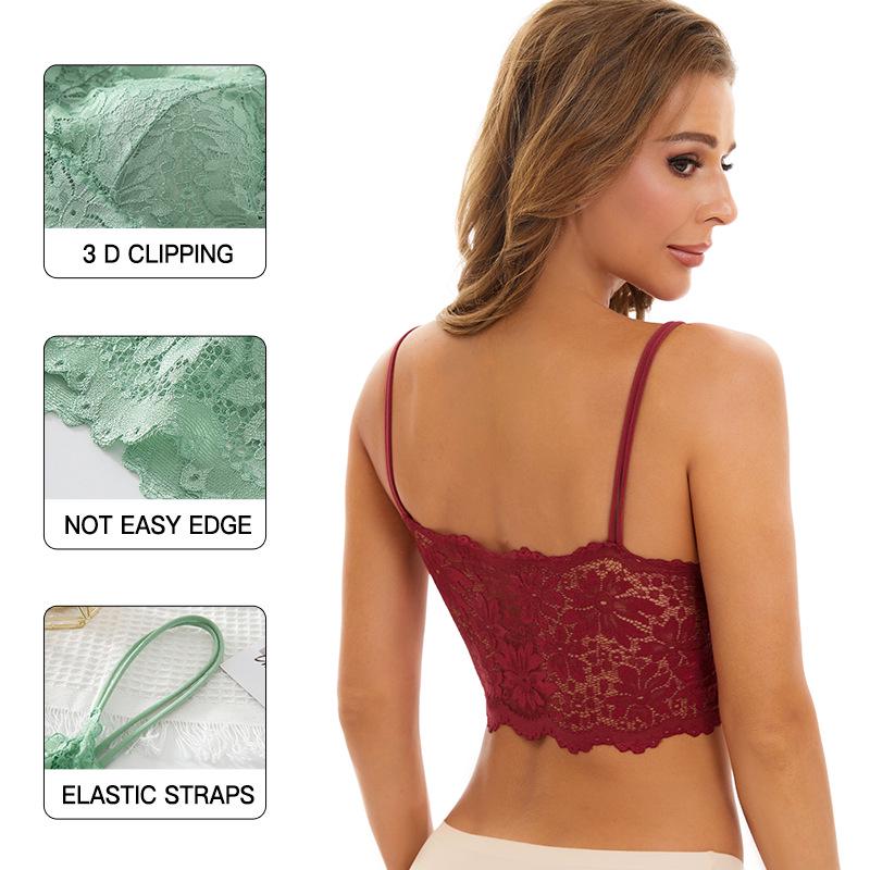 Plus Size Lace Anti-Exposure Spaghetti Strap Bandeau Women's Strapless Vest