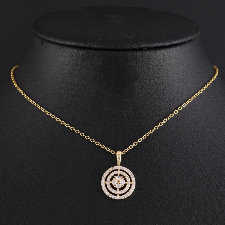 ZAKOL Fashion Multi Layer Round Circle Zircon Earrings Necklace For Women Luxury Wedding Party Accessories Gift