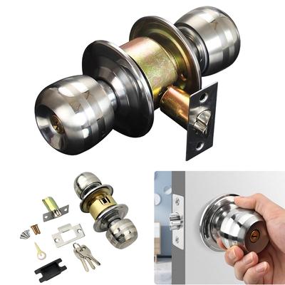Keyed Entry Door Knob with Lock Interior and Exterior Door Lock Ball Door Knob for Indoor Doors Bedroom Bathroom
