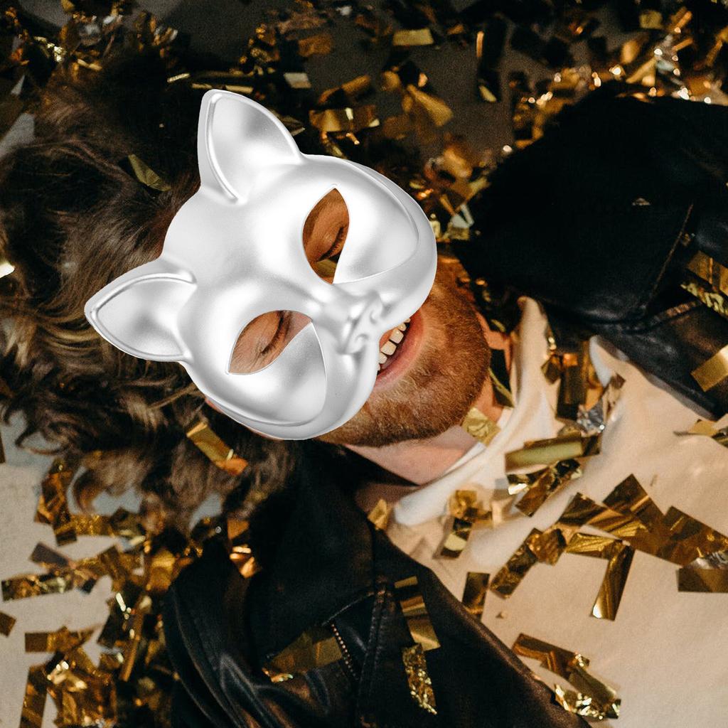 Leere Plastik-Katzenmaske für DIY-Halloween-Dekoration Bemalbar Leichte Halbgesichts-Cosplay-Maskerade-Maske Bastelbedarf