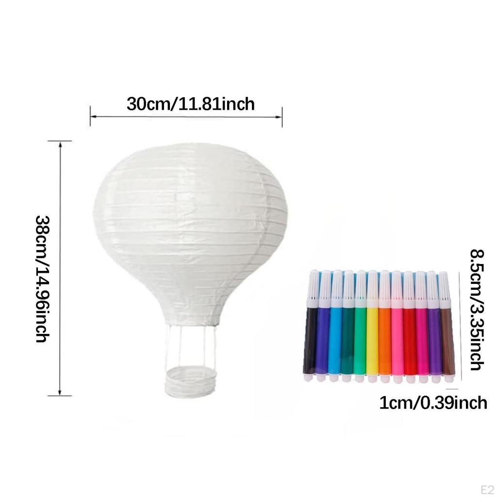 2 Stück Unfertige Heißluftballon-Lampendeko Tragbare DIY-Bastelarbeiten zum Duschen, Bemalen, Geburtstagsgeschenk