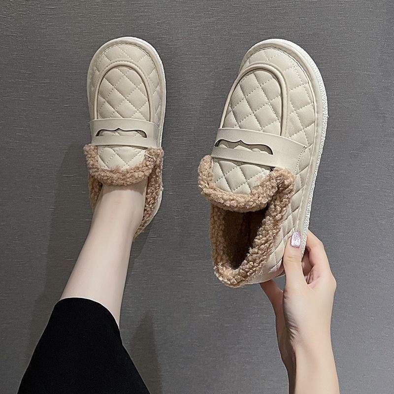 Doudou Shoes Women's 2025 Winter New One-pedal Loafers Velvet Single Shoes Bread Cotton Shoes Platform Fluffy Shoes Women