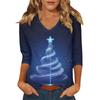 Women's Casual Fashionable Sexy Comfortable V-Neck Christmas Three-Quarter Sleeve Top