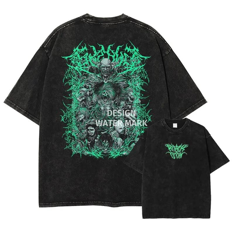 Anime Levi Ackerma T Shirts Oversized Vintage Washed AAttack on TTitan Tshirt Retro Streetwear TTitan AAttack Tshirt Cotton