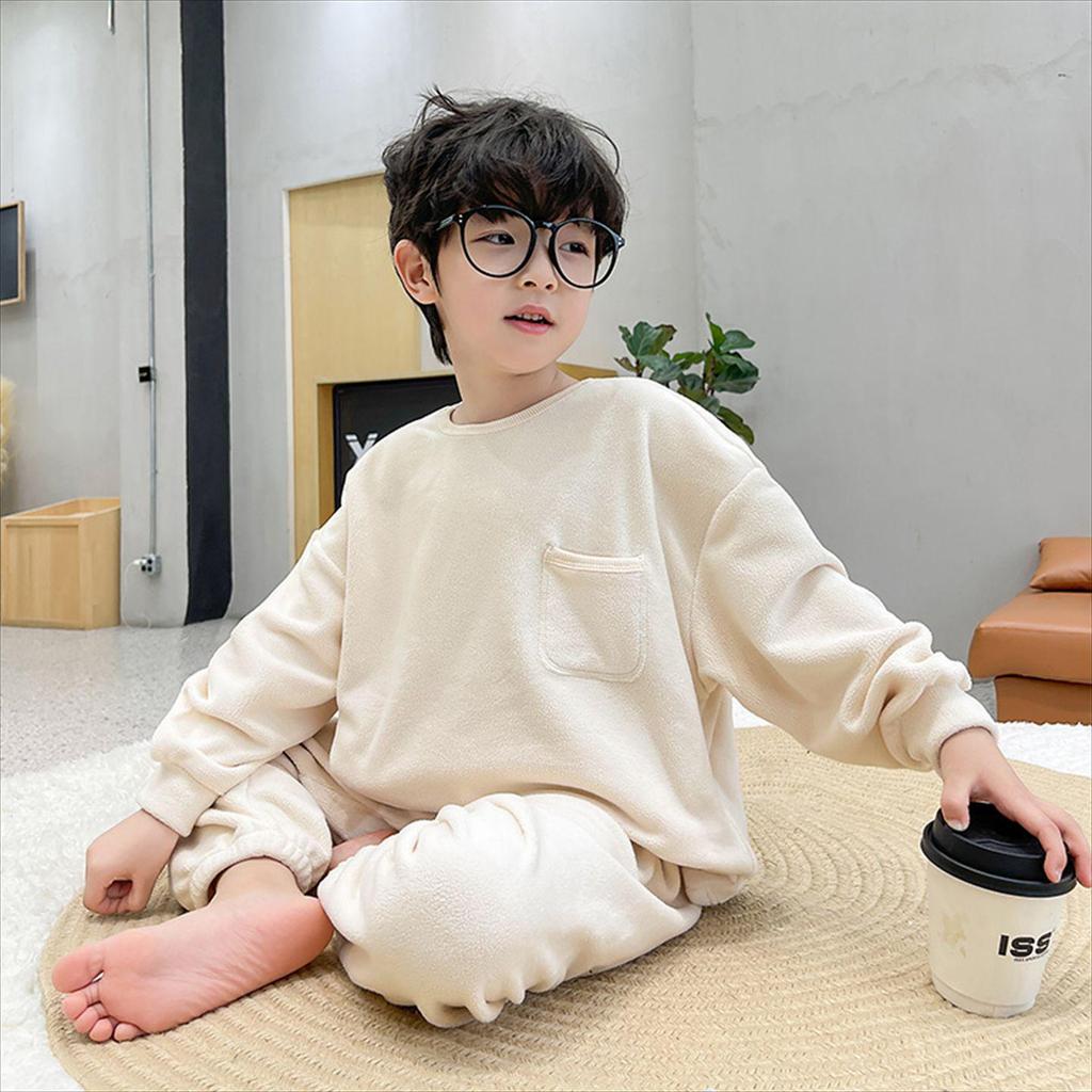 Boys' Autumn/Winter Fleece Pajama Set - Velvet, Mid/Large Kids