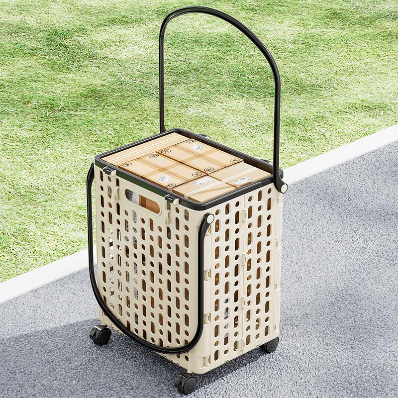 Compact Folding Handheld Grocery Cart for Outdoor & Household Use