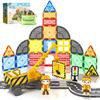 Kids Games Magnetic Tiles Road Set with Extendable Magnetic Crane, City Construction Building Toys for Toddlers STEM Preschool Ages 4-6 5-7, Gifts