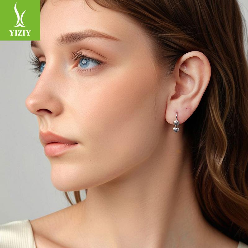 Simple Love Fringed Ear Hook Smart Premium S925 Sterling Silver Heart Earrings Earrings