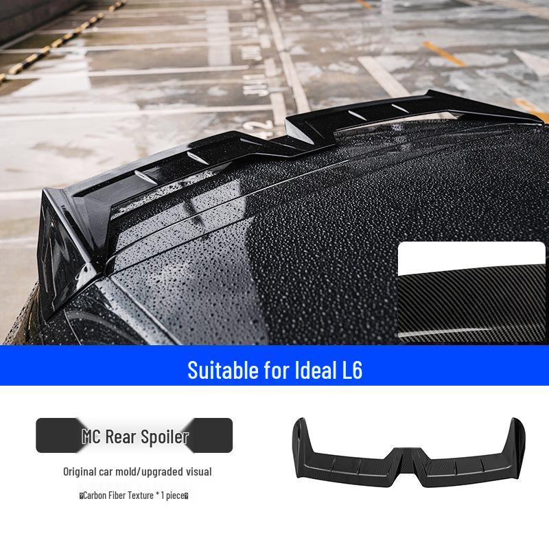 Upgrade Li Auto L6/L7/L8/L9 with Black Warrior MC sports rear and top wing kit, no drilling needed.