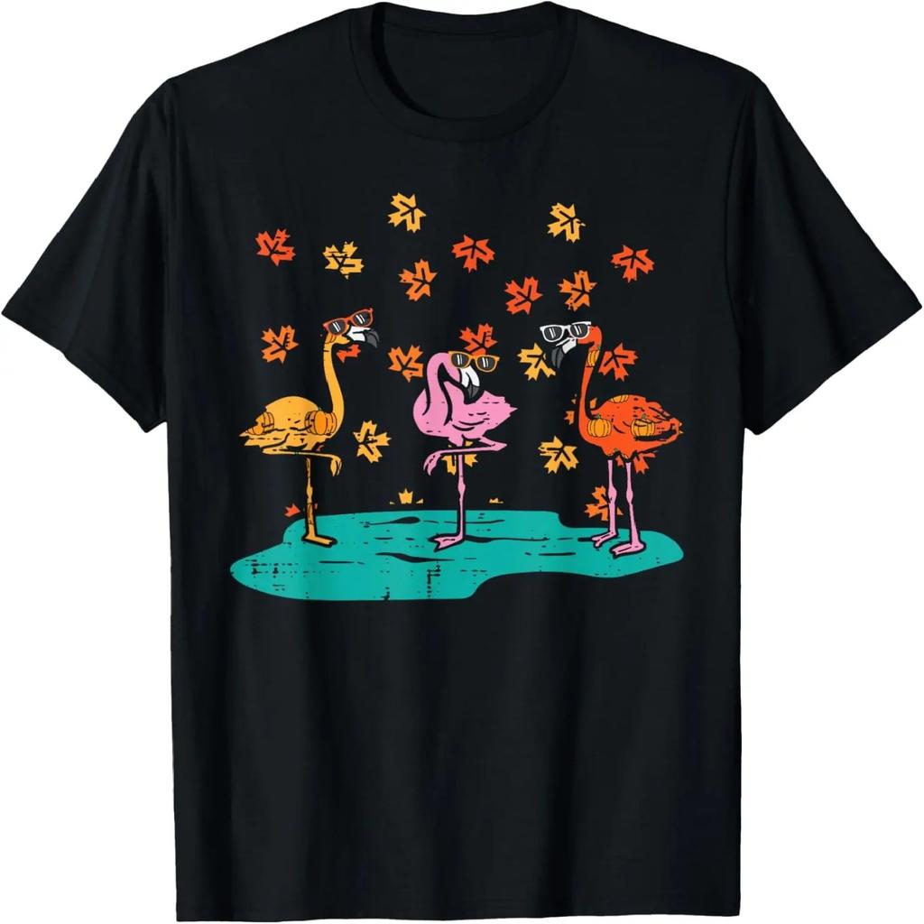 Thanksgiving 3 Flamingos Cute Fall Autumn Men Women Kids T-Shirt