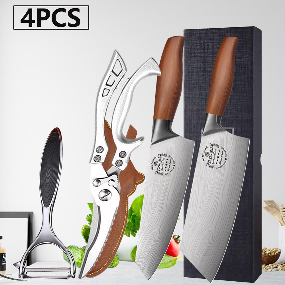 WXCOO Professional Chef's Knife Japanese Sharp Meat Cleaver Cooking Damascus Laser Kitchen with Gift Box Fruit Slicing Knife