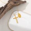 Vintage Cross Pendant Necklace Multi-layer Necklace Beautiful Head Round Bead Chain Collarbone Chain