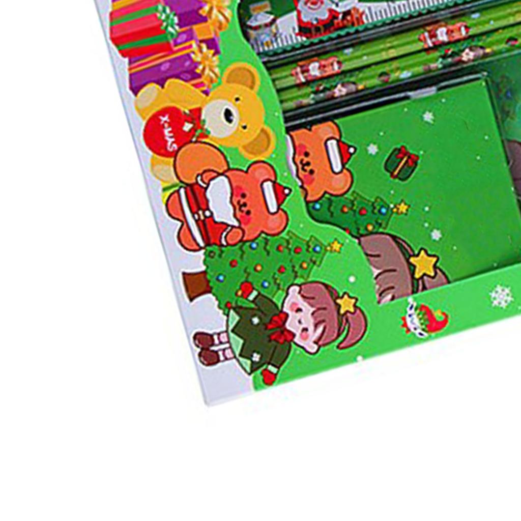 Christmas Stationery Set Multipurpose Innovative Exquisite Cute Cartoon Pencil Eraser Ruler Sharpener Note Pad Set