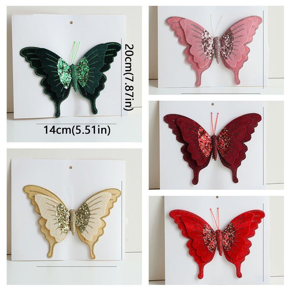 Simulation Christmas Butterfly Ornament Flocking Xmas Tree Decoration  Christmas Parties