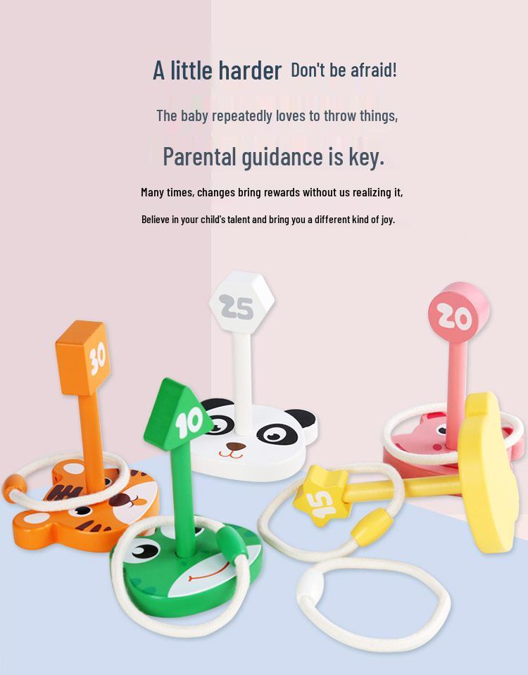 Wooden Ring Toss Game for Kids: Interactive, Sensory, Educational Toy for Kindergarten and Parent-Child Play.
