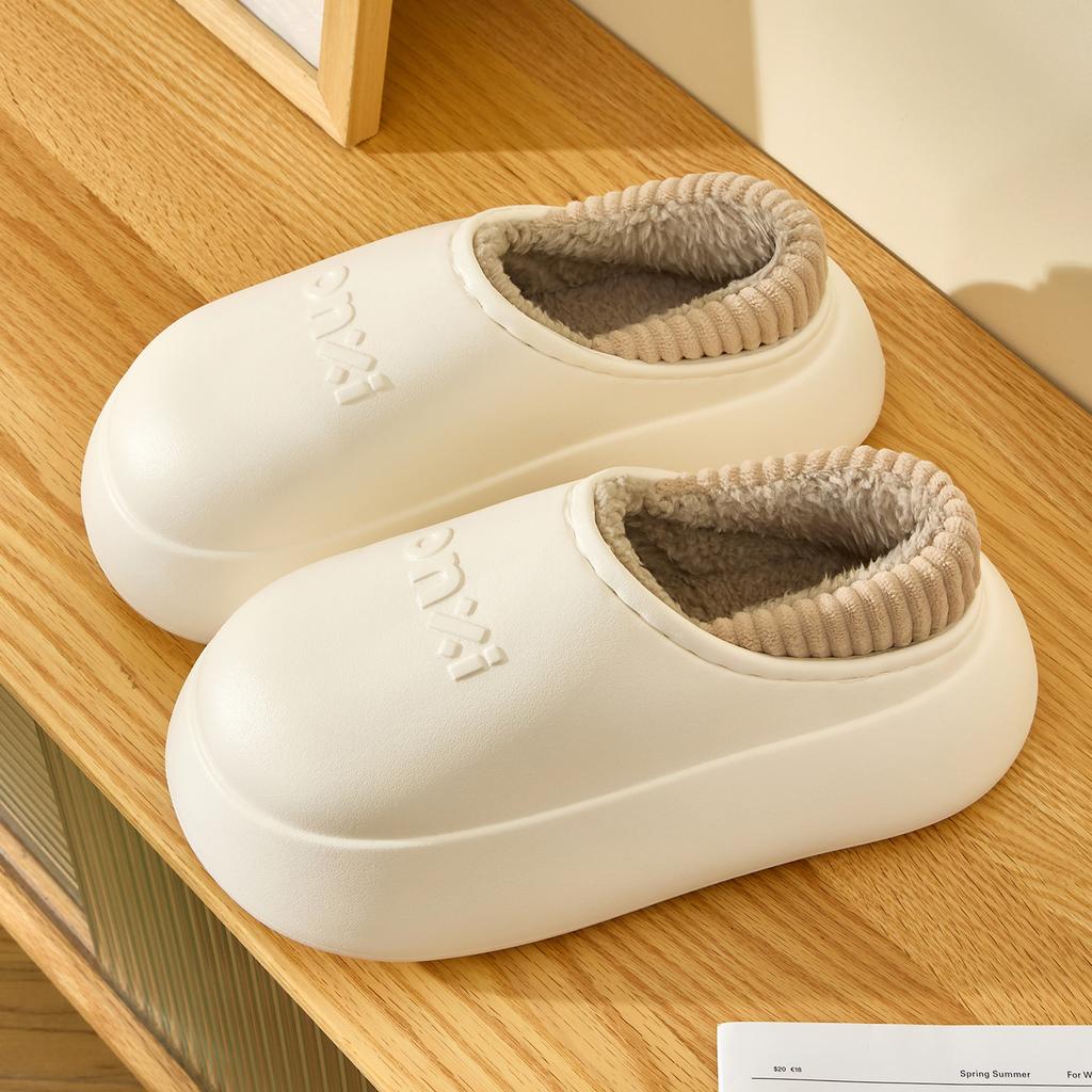 Winter Women Cotton Slippers Plush Warm Thick Bottom Slides Breathable Soft Non-slip Slippers