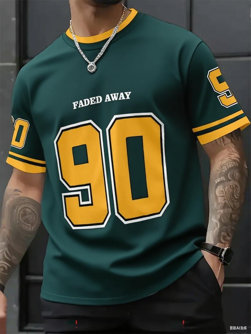 

Мужские футболки с коротким рукавом и круглым вырезом, летние, повседневные, с принтом пэчворк и надписью NO.90, спортивные, футбольная майка, Y2k, женские футболки, топы S