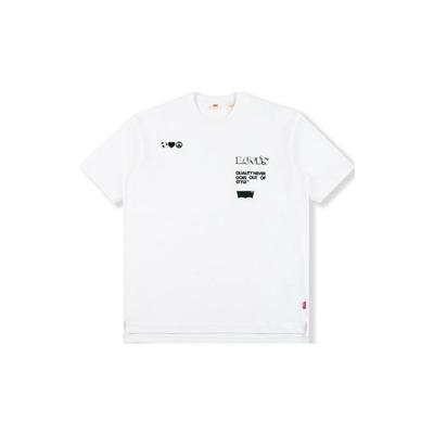 Levis Letter Print Casual Crew Neck T-Shirt Men Tops White A4300-0000