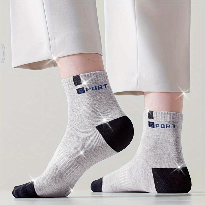 Men'S Polyester Sports Socks - Breathable, High Elasticity, Solid Color, Knit Fabric, Non-Iron, Outdoor Running Socks with Stylish Lettering