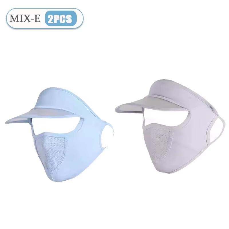Summer Sunscreen Full Mask Anti UV Breathable Sun Hat Ice Silk Cooling Full Face Coverage Outdoor Cycling Sun Protection Hats