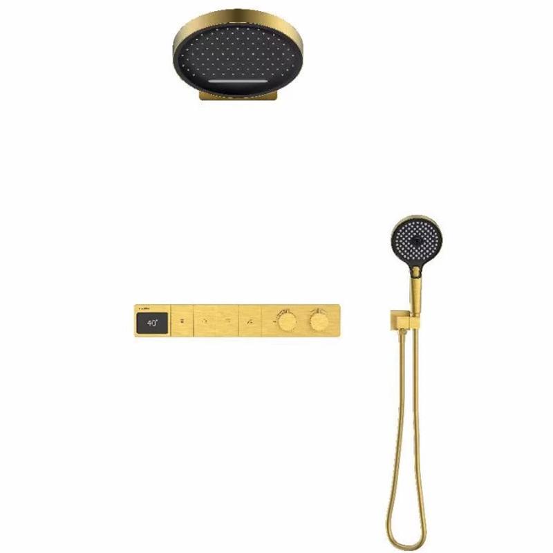 Smart Multifunction Black Thermostatic Bathroom Shower Faucet Concealed Rainfall Shower Faucet Ceiling Black Bath Shower Mixer