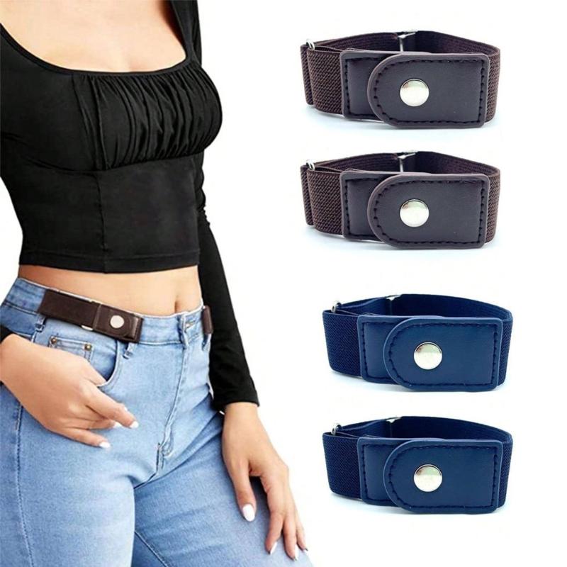Elastic Belt Jean Button Stretch Adjustable Waist Buckle Quick Button for Pant Belt Tighten Waist Button Belt No Sew