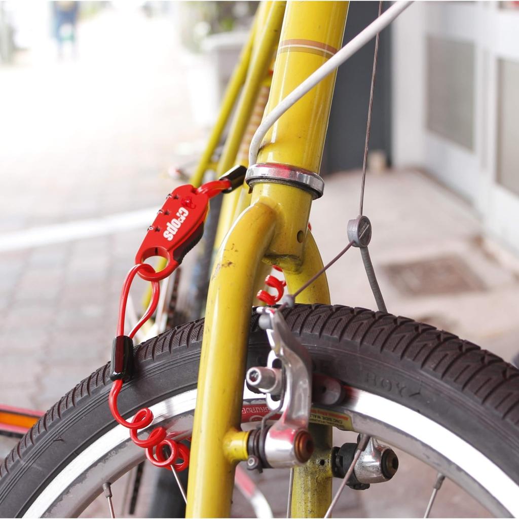 Crops MINI Memory Foam Cable Wire Lock 2mm Double x Q-BIRO 900mm, 3-Digit Dial, SPD04-BR90-31 (Indigo Blue)