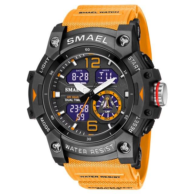 Sport Watch Military Wristwatch for Men Alarm Stopwatch LED Digital Back Light Dual Time Display Waterproof Watch Men 8007