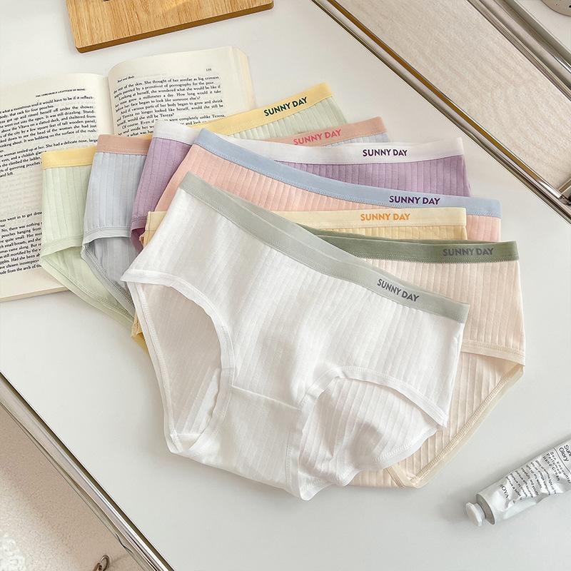 Damenunterwäsche, einfache Slips, atmungsaktiv, schweißfest, einfarbig, gestreift, Mädchenhöschen