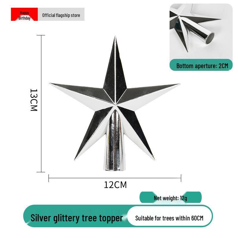 

Electroplated Five-Pointed Star Christmas Tree Topper - Gold, Silver, Red Ornaments