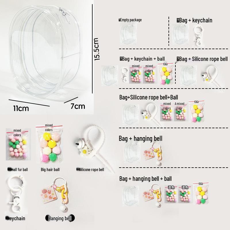 15CM Labubu Ita Tasche: Doppelreißverschluss Transparenter PVC-Puppentragekorb, 2. Generation