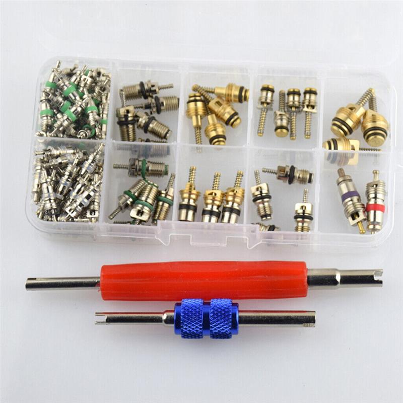 Precise 102Pcs AC Valve Core Assortment R134A Car Air Conditioner Valve Cores Assortment Air Conditioning Assortment For Buick