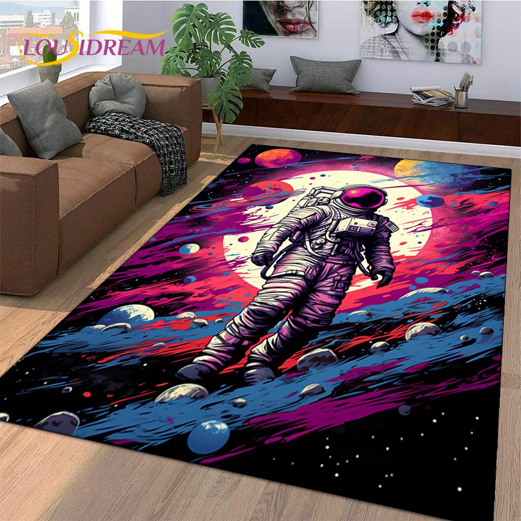 Astronaut Dream Universe Spaceman 3D Outer Space Cartoon Rug Carpet for Living Room Bedroom Decor,Non-slip for Sofa Doormat Kids