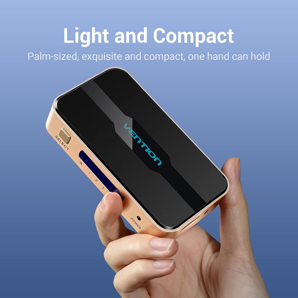 VENTION HDMI Switcher, 5 Inputs, 1 Output [PS5/PS4/PS3/Nintendo Switch Compatible] 4K@30Hz HDMI Selector, HDCP1.4, HDR Compatible, Remote Control Incl