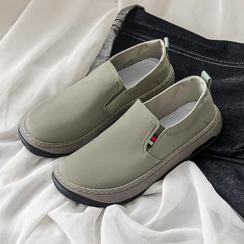 Fashion PARZIVAL Men Canvas Shoes Breathable Ice Silk Men's Loafers Solid Black Grey Green Mens Shoes Slip-on Driving Shoes Moccasins