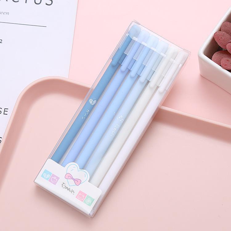 Morandi Color Neutral Black Bullet Pens - Set of 6 for Students and Office Use