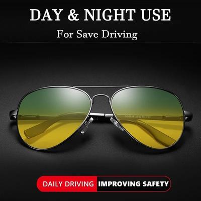 Anti-UV Dual Use Day and Night Sunglasses Driving Glasses Sunglasses for Men Women Polarized Fashion Outside Adult Eyewear Glasses Men