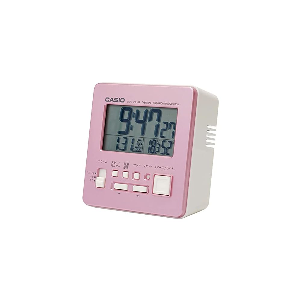 CASIO Alarm Clock, Radio-Controlled, Pink, Digital, Compact, Snooze, Light, DQD-805J-4JF