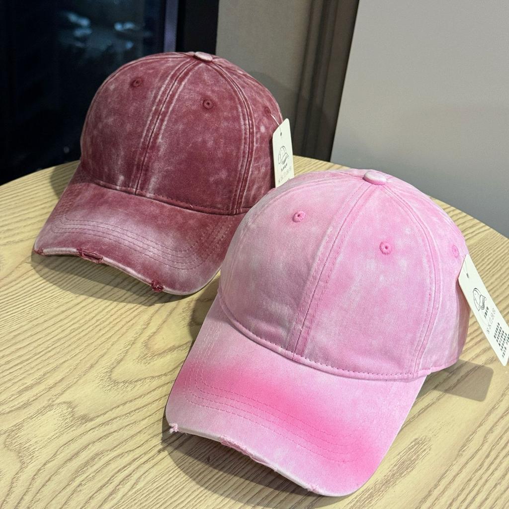 Autumn Personalized Frayed Soft top Baseball Hat for Men and Women New Versatile Large Head Circumference Showing Face Small Gradient Peaked Hat Trend