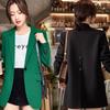 WTEMPO Office Ladies Large Size Solid Color V-neck Blazer Coats Women's Spring Autumn Long Sleeve Elegant Slim Button Coats