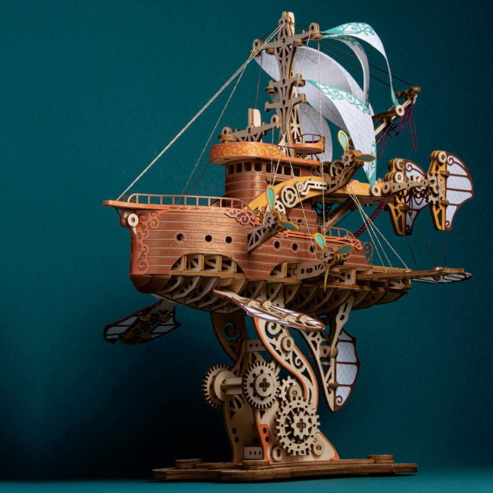 Assembly DIY 3D Wooden Puzzle Miniature Model Ship Building Block Kits  Children Kids Girls