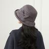 New Women's Woolen Basin Hat Elegant Bow Fisherman Hat Autumn and Winter Thermal Hat