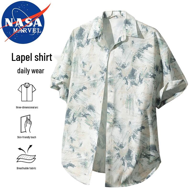 

NASA MARVEL Men s Summer Floral Short Sleeve Casual Shirt XL