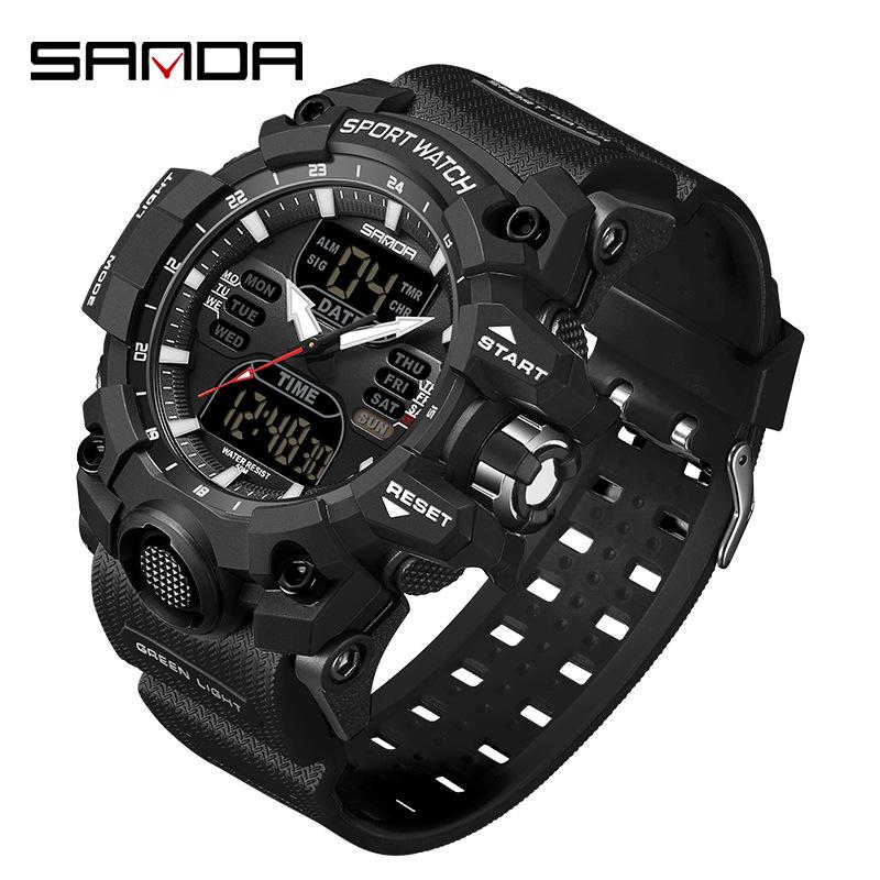 Sanda Youth Fashion Luminous Waterproof Shockproof Alarm Men's Watch