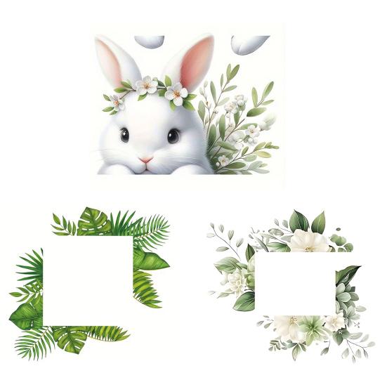Removable Plants Flower Switch Sticker, Decorative Green Leaf Floral Bunny Light Socket Decal, DIY Art Murals for Kids Girls Bedroom Living Room